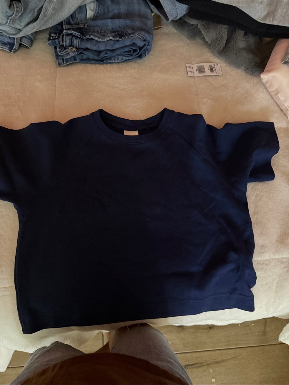 Zara Kids Navy Short-Sleeve Crew Top